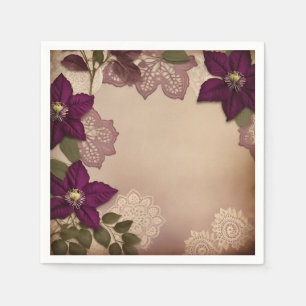 Vintage Plum Clematis Napkins