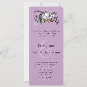 Vintage Plum Love Bird Wedding Invitation