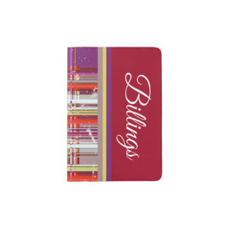 Vintage Plum Peach Grape Retro Plaid 2 Custom Name Passport Holder