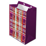 Vintage Plum Peach Grape Retro Plaid 2 Set 3 Medium Gift Bag