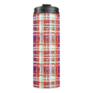 Vintage Plum Peach Grape Retro Plaid Thermal Tumbler