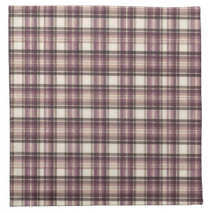 Vintage Plum Purple & Cream Tartan Plaid Cloth Napkin