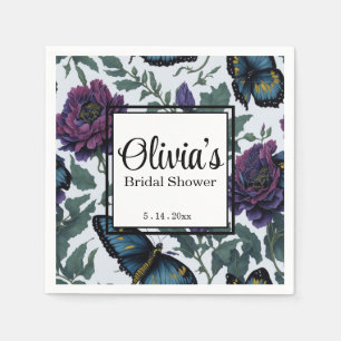 Vintage plum purple magenta floral butterflies napkins