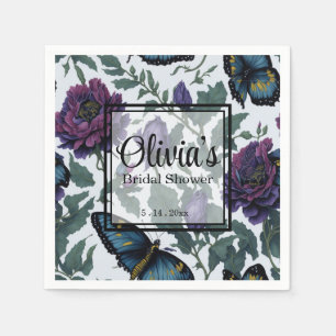 Vintage plum purple magenta floral butterflies napkins