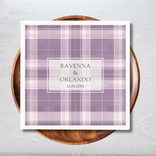 Vintage Plum Purple Plaid Country Wedding Napkins