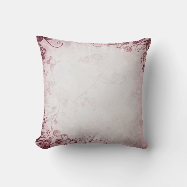 Vintage Plum Rose Throw Pillow (Front)