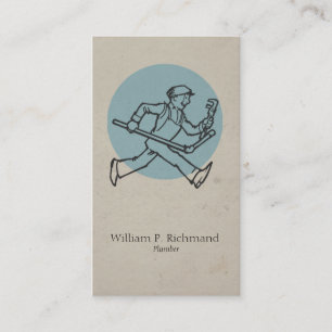 Vintage Plumber Blue with Retro Circle Business Card