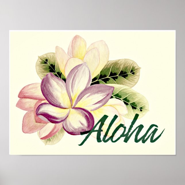 Vintage Plumeria Aloha  Poster (Front)
