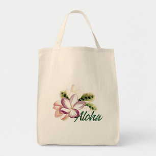 Vintage Plumeria Aloha Tote Bag