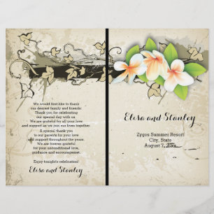 Vintage plumeria and ivy beige wedding program