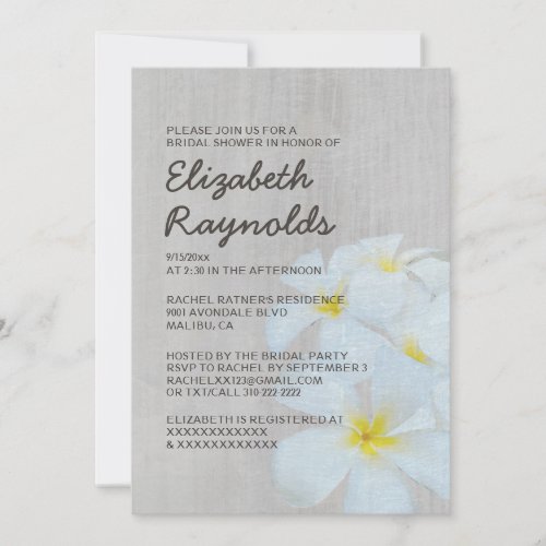 Vintage Plumeria Bridal Shower Invitations