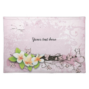 Vintage plumeria/frangipani and ivy pink placemat