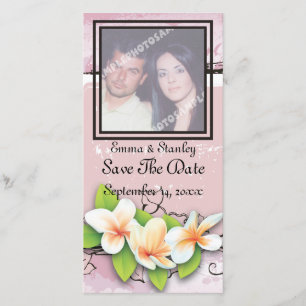 Vintage plumeria ivy pink white Save the Date
