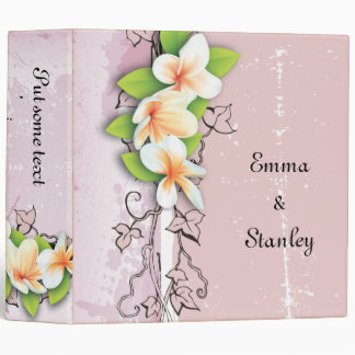 Vintage plumeria ivy pink white wedding binder