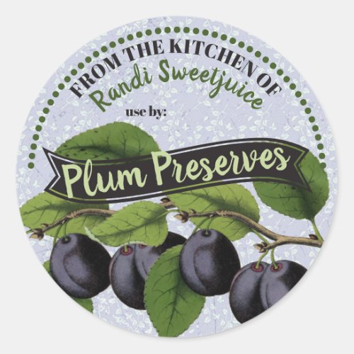 Vintage plums jam preserves home canning label