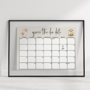 Vintage Plush Animals Baby Shower Guess Date Poster