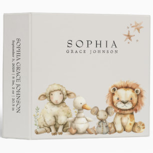 Vintage Plush Nursery Animals Baby Photo Album 3 Ring Binder