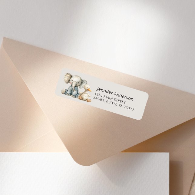 Vintage Plush Nursery Animals Baby Shower Address Label (Creator Uploaded)