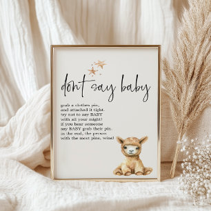 Vintage Plush Nursery Animals Baby Shower Game Poster