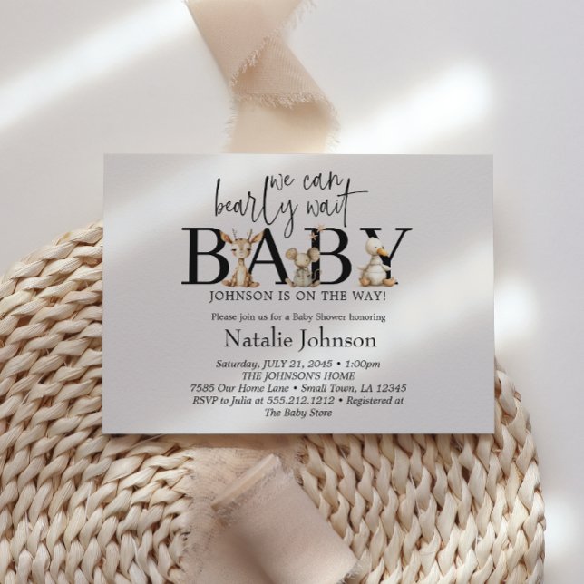 Vintage Plush Nursery Animals Baby Shower Invitation (Creator Uploaded)