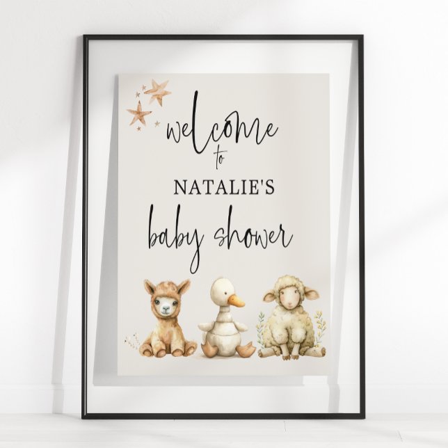 Vintage Plush Nursery Animals Baby Shower Sign (Creator Uploaded)