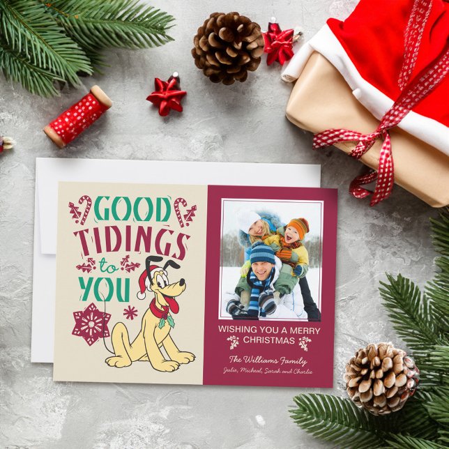 Vintage Pluto | Good Tidings to You Holiday Card (Card on table)