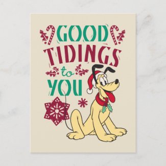 Vintage Pluto | Good Tidings to You Holiday Postcard