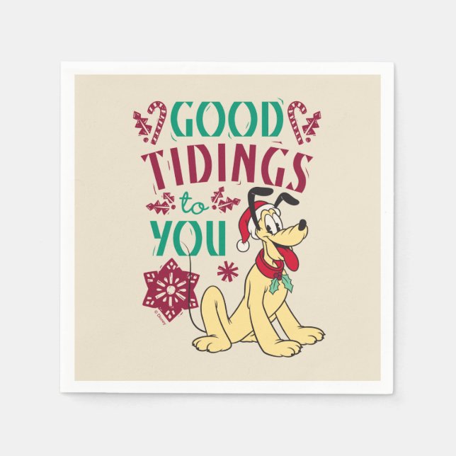 Vintage Pluto | Good Tidings to You Napkins (Front)