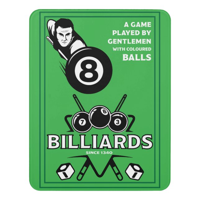 Vintage Pocket Billards Door Sign (Contemporary Vert)
