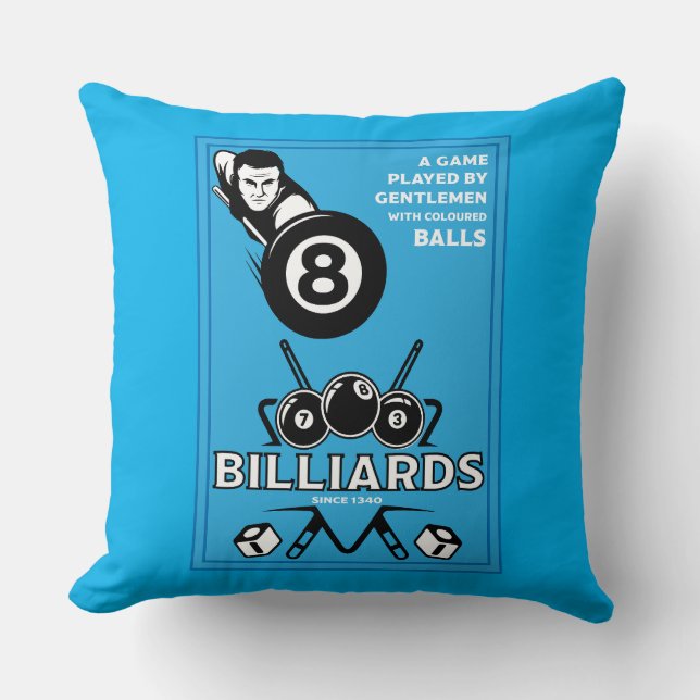 Vintage Pocket Billards Throw Pillow (Front)