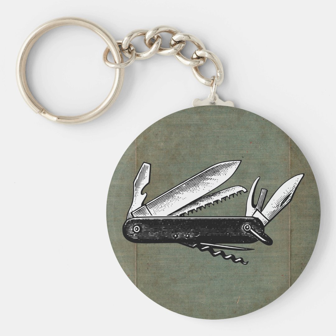 Vintage Pocket Knife Art Keychain Zazzle