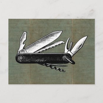 Vintage Pocket Knife Art Postcard by Kinder_Kleider at Zazzle