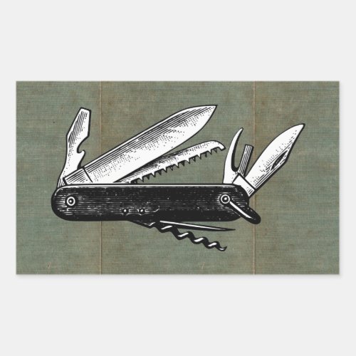 Vintage Pocket Knife Art Rectangular Sticker