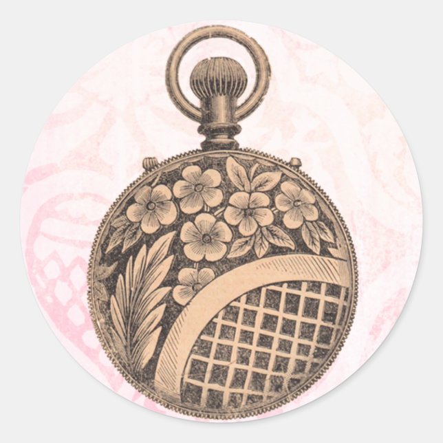 Vintage Pocket-watch Classic Round Sticker (Front)
