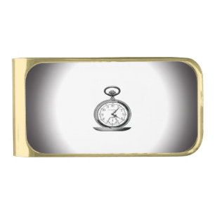 Vintage Pocket Watch Cool Fab Gold Finish Money Clip