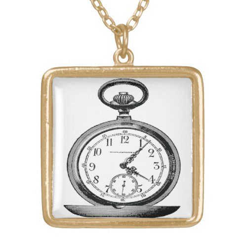Vintage Pocket Watch Cool Fab Gold Plated Necklace
