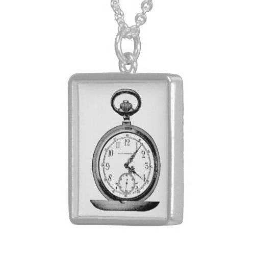 Vintage Pocket Watch Cool Fab Sterling Silver Necklace