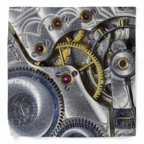 Vintage pocket watch gears bandana