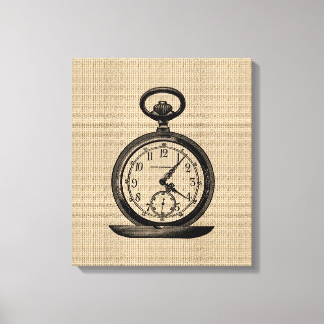 Vintage Pocket Watch on Canvas Print (Front)
