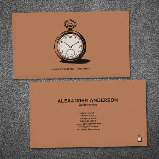 Vintage Pocket Watch & Watchmaker Business Card