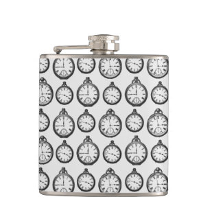 Vintage Pocket Watches Pattern Flask