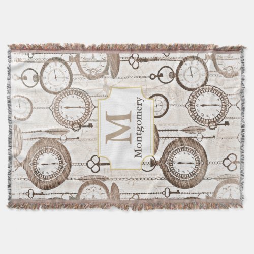 Vintage Pocket Watches _ Personalized Throw Blanket