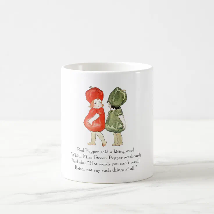 Vintage Poem Red Green Pepper Cute Kids Vegetable Coffee Mug | Zazzle