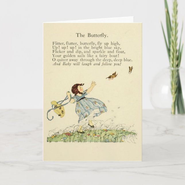 Vintage Poem - The Butterfly, Card (Front)