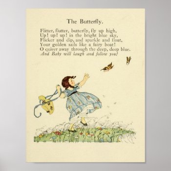 Vintage Poem "the Butterfly"  Poster by AsTimeGoesBy at Zazzle