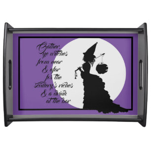 Vintage Poem Victorian Witch Halloween Party Serving Tray