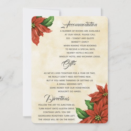 Vintage Poinsettia Additional Information Card