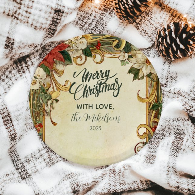 Vintage Poinsettia Christmas Paper Plates (Creator Uploaded)