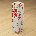 Vintage Poinsettia Christmas Wine Gift Box<br><div class="desc">Vintage Poinsettia Christmas Wine Gift Box Created by Inky_Art Available in different sizes and styles Style: Wine Gift Box Dress up any bottle in a beautiful custom wine box! Just as special as the gift, you can customize a wine box with your own design for a gift-wrap you’ll be proud...</div>