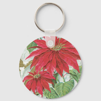 Vintage Poinsettia illustration. Keychain